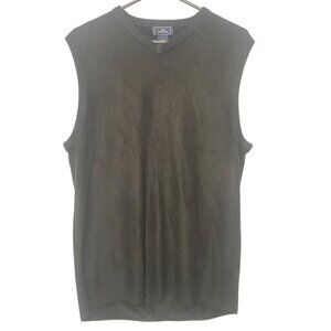 Eddie Bauer Mens Sweater Vest Large Dark Green Cotton Blend
